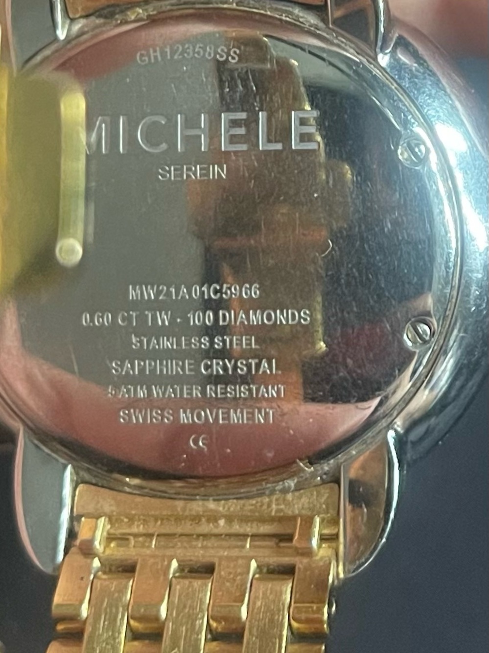 Michele Gold-Tone Diamond-Bezel Bracelet Watch with White Dial - Picture 4 of 4